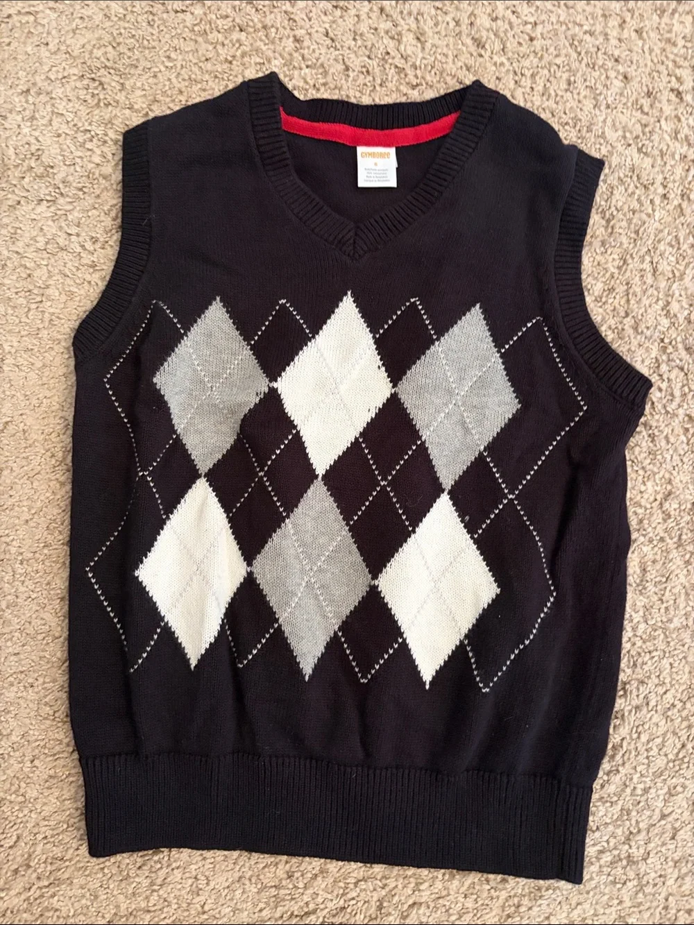 Black Argyle Vest with White Shirt & Burgundy Pants